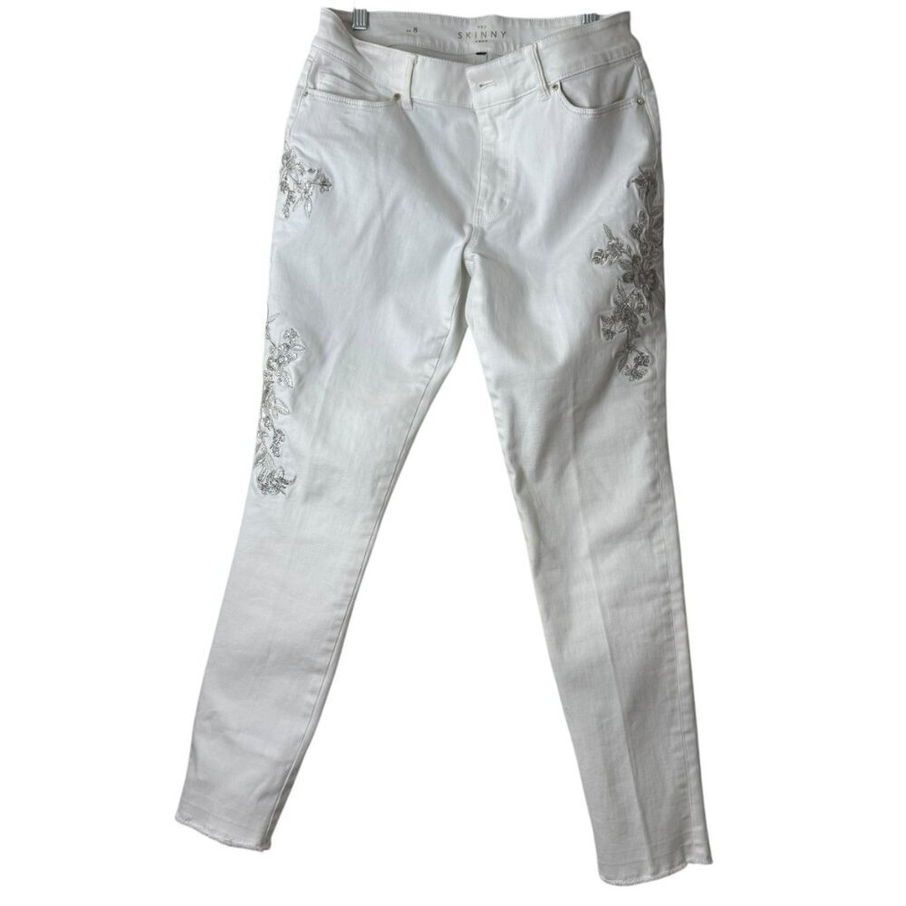 White House | Black Market The Skinny Crop Curvy Embroidered White Jean.…